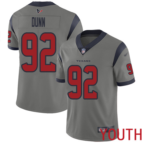 Houston Texans Limited Gray Youth Brandon Dunn Jersey NFL Football #92 Inverted Legend